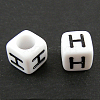 Letter Acrylic European Large Hole Beads X-OPDL-R050-10mm-H-1