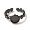 Flower 304 Stainless Steel Cuff Ring Components STAS-P454-05A-B-2