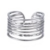 Non-Tarnish 304 Stainless Steel Multi-string Open Cuff Ring RJEW-T023-33P-1