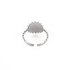 Non-Tarnish 304 Stainless Steel Flat Round with Initial Letter Open Cuff Ring for Men Women RJEW-S405-246P-G-2