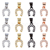 DICOSMETIC 12Pcs 4 Colors Brass Micro Pave Clear Cubic Zirconia Charms KK-DC0003-84-1