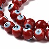 Handmade Evil Eye Lampwork Round Bead Strands LAMP-L055-8mm-20-4