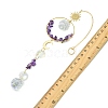 Glass Beads &  Natural Amethyst Chip Beads & Brass Hanging Suncatchers HJEW-JM04994-01-3