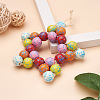 Fashewelry 80Pcs 8 Colors Printed Natural Wood Beads WOOD-FW0001-08-6