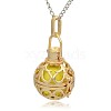 Golden Tone Brass Hollow Round Cage Pendants KK-J235-10G-2