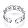 304 Stainless Steel Curb Chains Shape Open Cuff Ring RJEW-N040-38-3