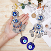 DICOSMETIC 2Pcs Flat Round Glass Turkish Blue Evil Eye Pendant Decoration HJEW-DC0001-09-3