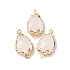 Natural Quartz Crystal Faceted Teardrop Connector Charms G-B081-03G-16-2