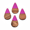 Transparent Resin & Walnut Wood Pendants RESI-N025-030-C05-2