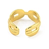 304 Stainless Steel Oval Link Chain Open Cuff Rings for Women RJEW-G321-06G-3