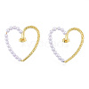 Heart Brass Stud Earring for Women EJEW-N011-103-2