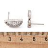 Half Round Brass Micro Pave Clear Cubic Zirconia Stud Earrings EJEW-M077-08P-3