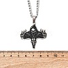 304 Stainless Steel Viking Deer Skull Cross Pendant Twisted Chain Necklaces for Men NJEW-S440-04AS-3