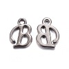 Gunmetal Plated Alloy Letter Pendants PALLOY-P097-03-B-1