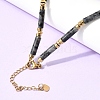Natural Larvikite & Synthetic Non-magnetic Hematite Column Beaded Necklaces with 304 Stainless Steel End Chains NJEW-K301-01C-3