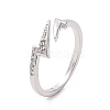 Clear Cubic Zirconia Lightning Bolt Open Cuff Ring RJEW-I094-01P-1