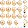 BENECREAT 20Pcs Brass Half Round Stud Earring Findings KK-BC0008-81-1