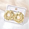 304 Stainless Steel ABS Plastic Pearl Stud Earrings LS-STAS-D368-01C-G-1