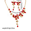 Flower Alloy Glass Rhinestone Bib Necklace & Dangle Stud Earring Jewelry Sets for Women FS-WG6A5BE-01-2
