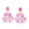 Birthday Cake Acrylic Dangle Stud Earrings FS-WG75373-01-2