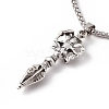 Alloy Skeleton Spear Head Pendant Necklace with 304 Stainless Steel Box Chains NJEW-C007-04AS-3