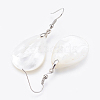 White Shell Dangle Earrings EJEW-P148-11-2