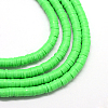 Flat Round Handmade Polymer Clay Bead Spacers X-CLAY-R067-4.0mm-08-1