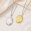 2Pcs 2 Colors Brass Oval Locket Pendant Necklaces NJEW-JN05905-1