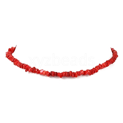 Dyed Natural Freshwater Shell Nuggets Beaded Necklaces NJEW-JN05488-01-1