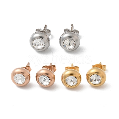 Ion Plating(IP) 304 Stainless Steel Flat Round Stud Earrings EJEW-C099-16C-1