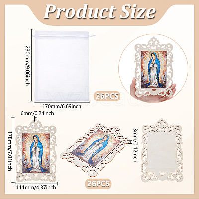 1 Bag Printed Religion Plywood Big Pendants WOOD-UN0001-33B-1