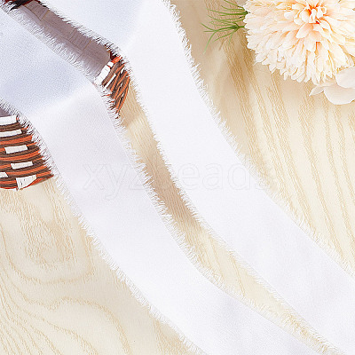 3 Rolls Polyester Satin Frayed Ribbon OCOR-DR0001-03A-1