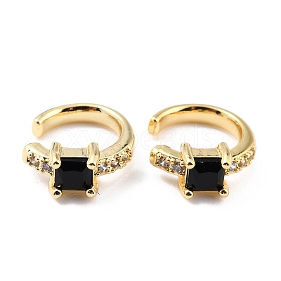 Brass Micro Pave Cubic Zirconia Cuff Earrings EJEW-K086-02G-03-1