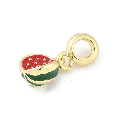 Brass Enamel Fruit European Dangle Charms KK-Z090-08G-02-1