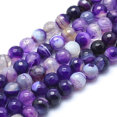 Natural Striped Agate/Banded Agate Beads G-J371-13-8mm-1