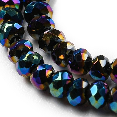 Electroplate Glass Beads Strands X-EGLA-F149-FP-10-1