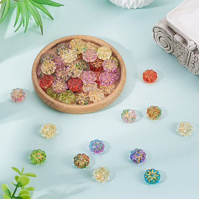 50Pcs Baking Paint and Golden Metal Enlaced Glass Beads DGLA-TA0001-55-1