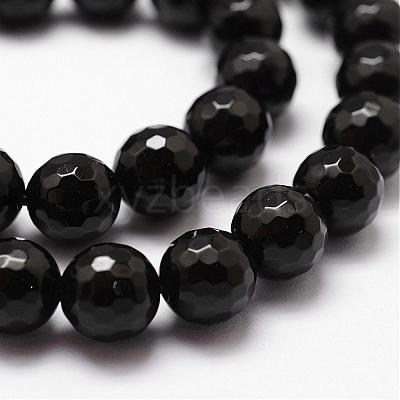 Natural Dyed & Heated Black Onyx Beads Strands G-D840-22-6mm-1