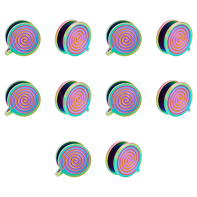 10Pcs 304 Stainless Steel Vortex Cuff Earrings EJEW-UN0002-76MC-1
