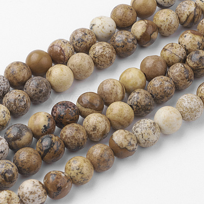 Natural Picture Jasper Bead Strands G-G735-16-6mm-1