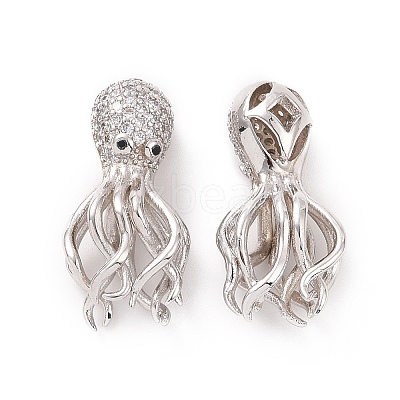 Eco-friendly Rack Plating Brass Micro Pave Cubic Zirconia Beads KK-F843-31P-1