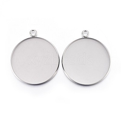 Non-Tarnish 304 Stainless Steel Pendant Cabochon Settings X-STAS-F191-14P-I-1
