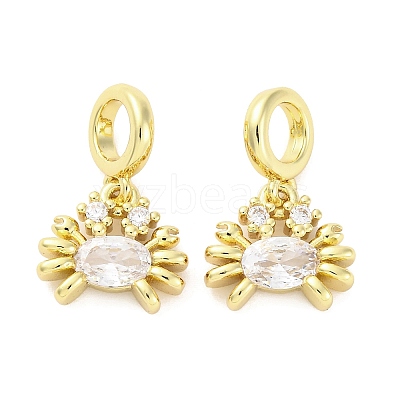 Brass Micro Pave Cubic Zirconia European Dangle Charms KK-D325-20G-02-1