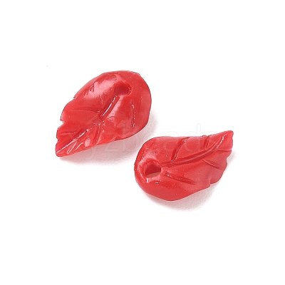 Synthetic Coral Dyed Leaf Charms CORA-Q034-01-03-1