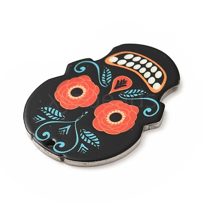 Printed 201 Stainless Steel Sugar Skull Pendants STAS-E174-01P-05-1