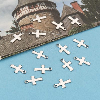 Tarnish Resistant Cross Stainless Steel Charms Pendants X-STAS-Q168-07-1