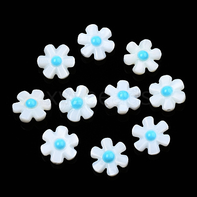 Natural Freshwater Shell Enamel Beads SHEL-N003-27-1