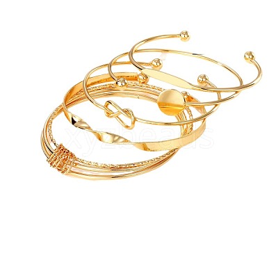 5Pcs 5 Styles Alloy Bangles WG70F83-01-1