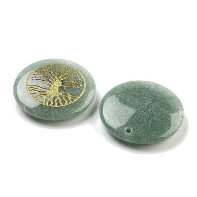 Natural Green Aventurine Carved Pendants G-H007-06E-1