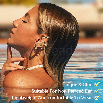 2 Sets 2 Style Adjustable CCB Plastic Cuff Earrings EJEW-TA0001-54-1